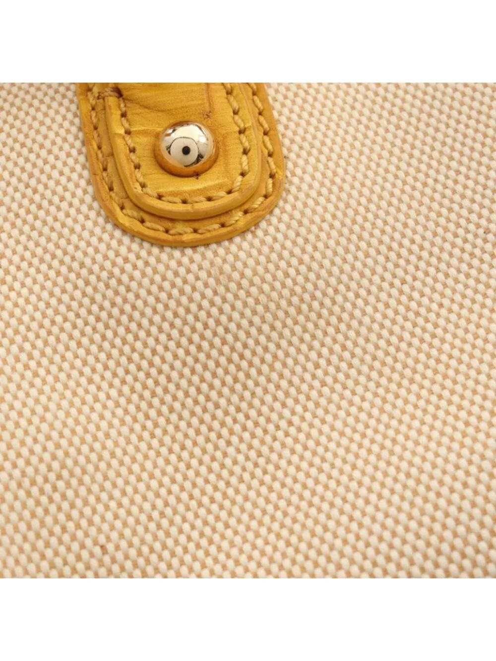 Celine Tote Croco Embossed Natural Yellow Canvas Leather